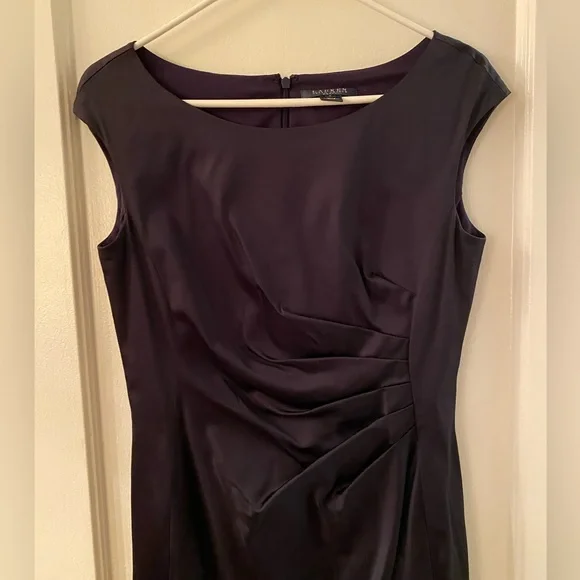 Lauren by Ralph Lauren Navy satin cocktail dress size 8 - Picture 3 of 4